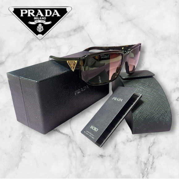PRADA SPR 16L Designer Tortoise Shell Gold Hardware Sunglasses w/ Case & Box - Picture 1 of 7